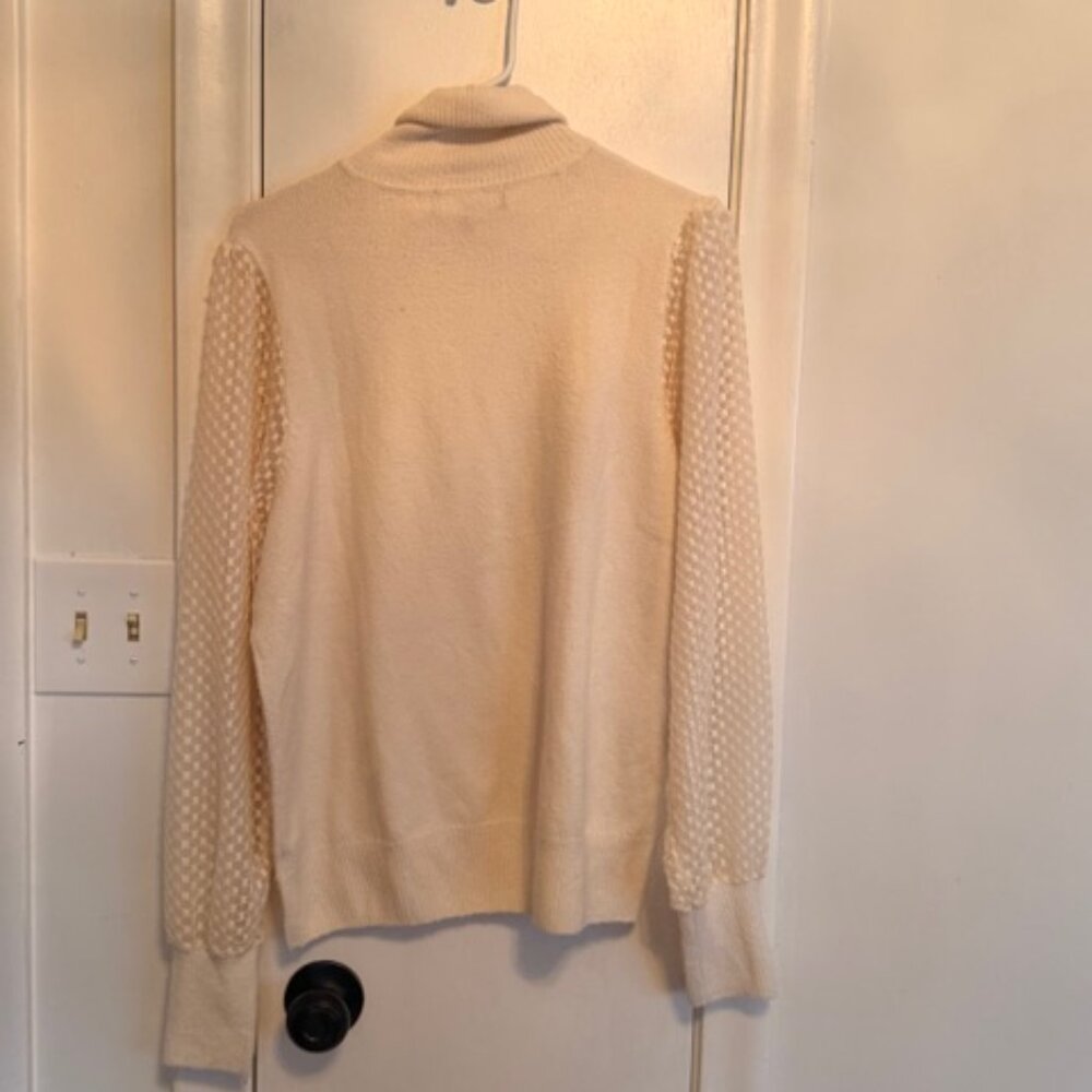Marled Reunited Clothing Sheer Sleeve Turtleneck White Women’s XL - Picture 6 of 6
